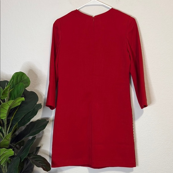 ASOS size 4 Red Dress with Houndstooth Pockets - Picture 4 of 5